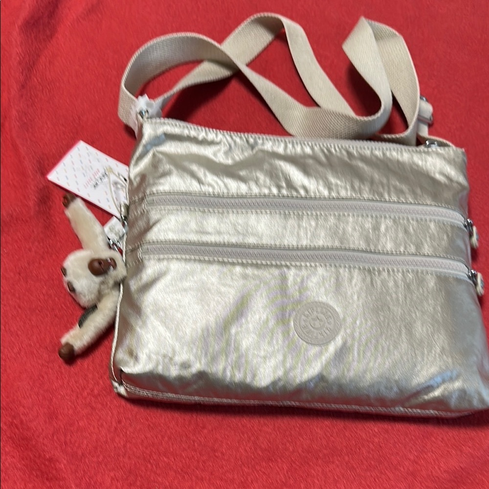 Kipling Silver Crossbody Bag with Adjustable Strap